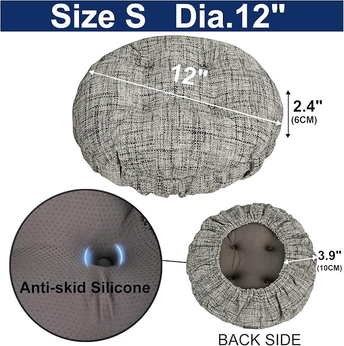 SINOSSO Modern Bar Stool Cushion Dia.12, Fashion Interweaving Design Anti-Skid Silicone Round Stool Seat Cushion Cover Padded (White, S,1)