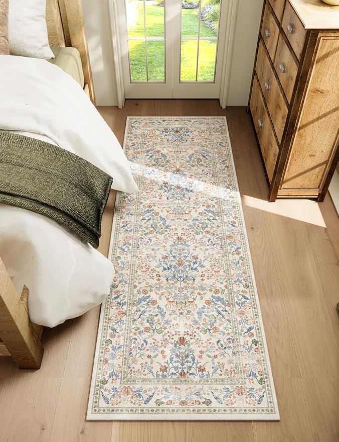 Runner Rug Washable Kitchen Runner: 2'x 6' Rug Runners for hallways Stain Resistant Non Slip Low Pile Soft Carpet Runners for Bedroom Hallway Entryway Indoor Beside Bathroom Laundry Room