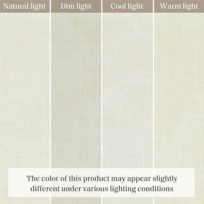 Madison Park Kyler Cordless Roman Shades - Single Panel, Lightweight Linen Blend Fabric, Natural Design, Easy Installation, Light Filtering Window Blind, Bedroom, Living Room Decor 35"W x 64"H Ivory