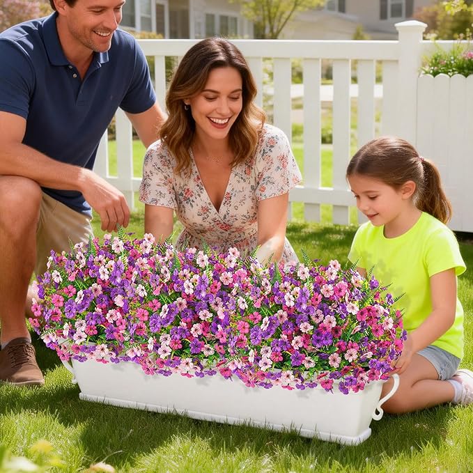 Yastouay 24 Bundles Artificial Flowers for Outdoors, UV Resistant Artificial Outdoor Flowers No Fade Fake Outdoor Flowers Plants for Garden Porch Window Box Pot Planters Decor (Mixing+Fern A)