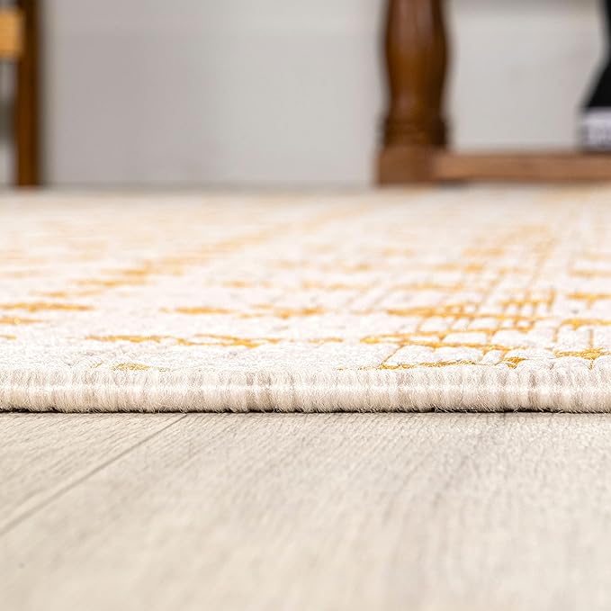 JONATHAN Y Moroccan Geometric Indoor Outdoor Area Rug 8X10 Cream/Yellow, Ourika Textured Weave for Backyard, Patio, Porch, Easy-Cleaning, High Traffic, Pet-Friendly, Non-Shedding (SMB108J-8)
