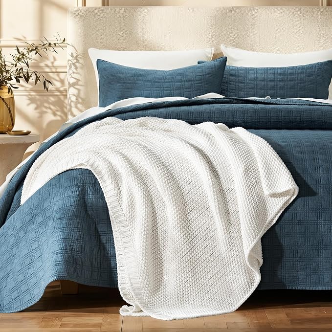EverGrace Organic Cotton Chunky Knit Throw Blanket, 60 x 80 Bright White | OCS Certified Organic Cotton, Seed Stitch Knit, Soft & Breathable, Cozy Midweight, Decorative Throw for Couch, Bed & Sofa