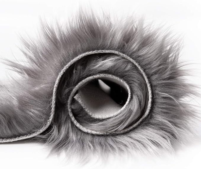 Ashler faux fur rug, Fluffy Shaggy Area Rug Ultra Soft 2 x 3 Feet Sheepskin Fur Rug, Grey Fuzzy Rug Machine Washable Shag Rug, Nursery Decor Throw Rugs for Bedroom, kids room, Living Room