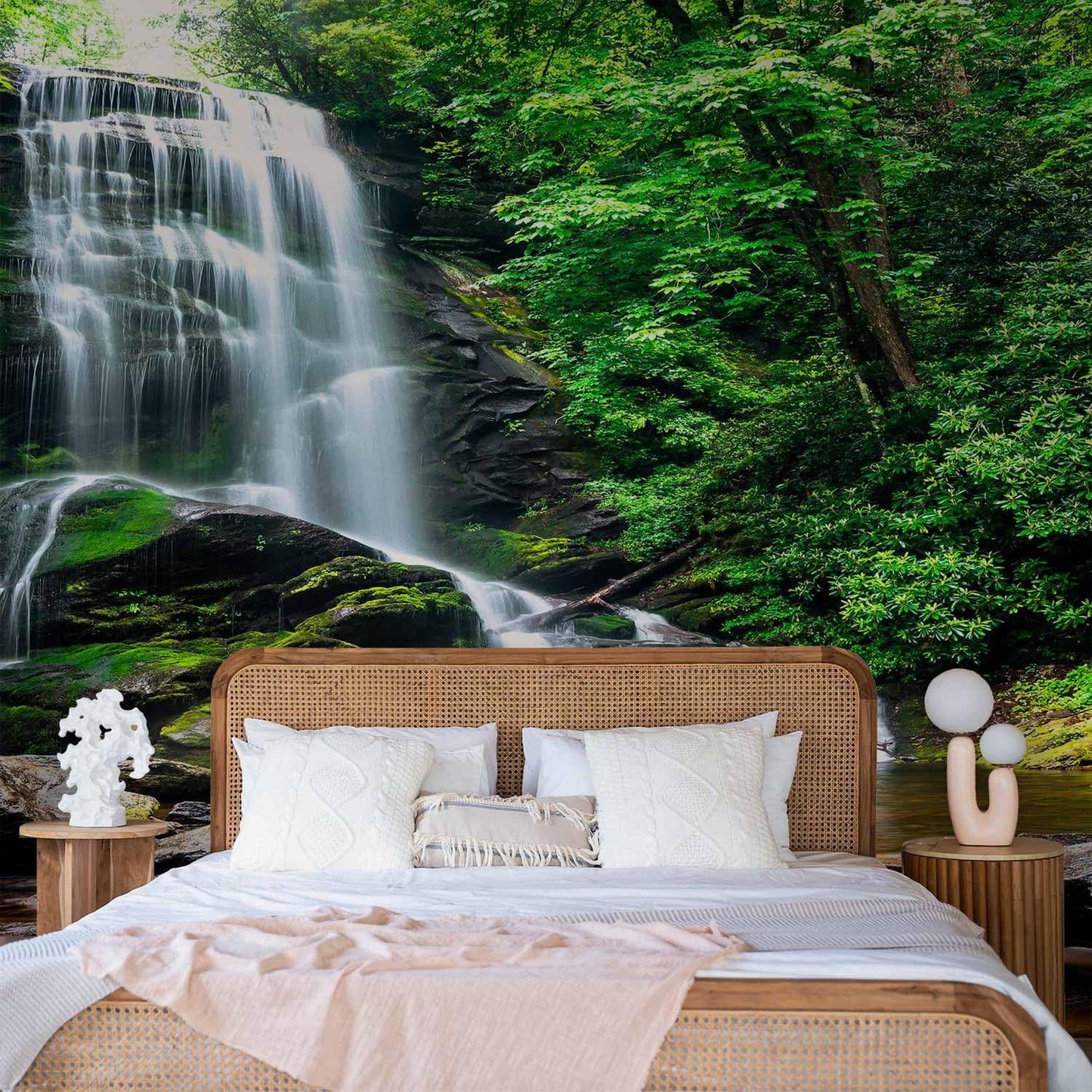 artgeist Wall Mural Peel and Stick Waterfall 212x98 in - XXL Self-Adhesive Corner Wallpaper Removable Large Sticker Foil Angle Wallpaper Wall Decor Print Nature Landscape Forest Tree c-B-0473-a-a