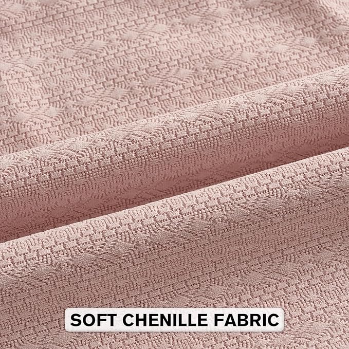 FUTEI Pink Chenille Throw Pillow Covers 22x22 Inch Set of 2,Soft Striped & Diamond Textured Cushion Cases,Modern Home Decor for Couch Living Room