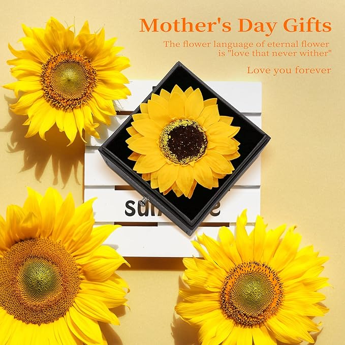 MOKOQI Sunflower Gifts for Women Artificial Sunflowers Gift for Her Mom Wife with Necklace in 100 Texts I Love You on Mother's Day Birthday Christmas Gifts Sunflower Decor