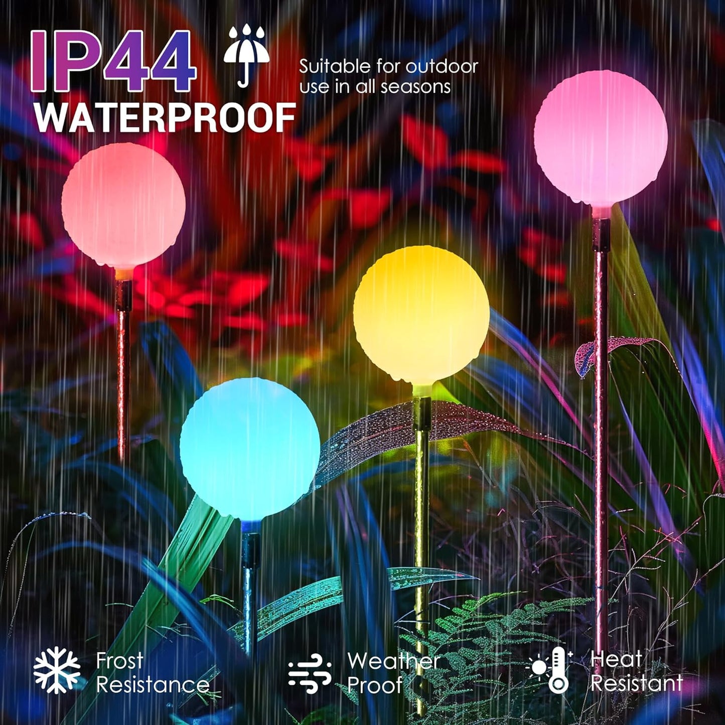 SOLPEX Solar Garden Lights 3 Pack, Solar Globe Lights Outdoor Waterproof, Multi-Color Changing Garden Spheres Outdoor Waterproof, Ball LED for Garden Decorations