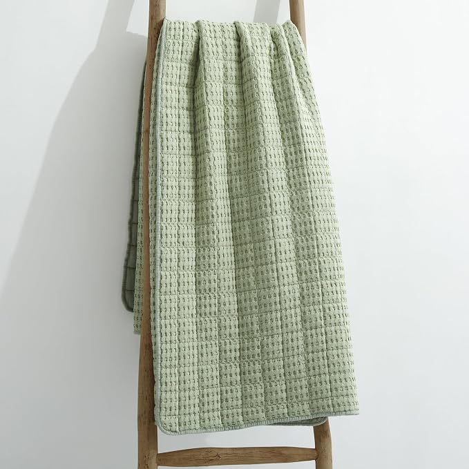 Levtex Home - Mills Waffle - Throw - Desert Sage Cotton Waffle - Throw Size 50 x 60in.