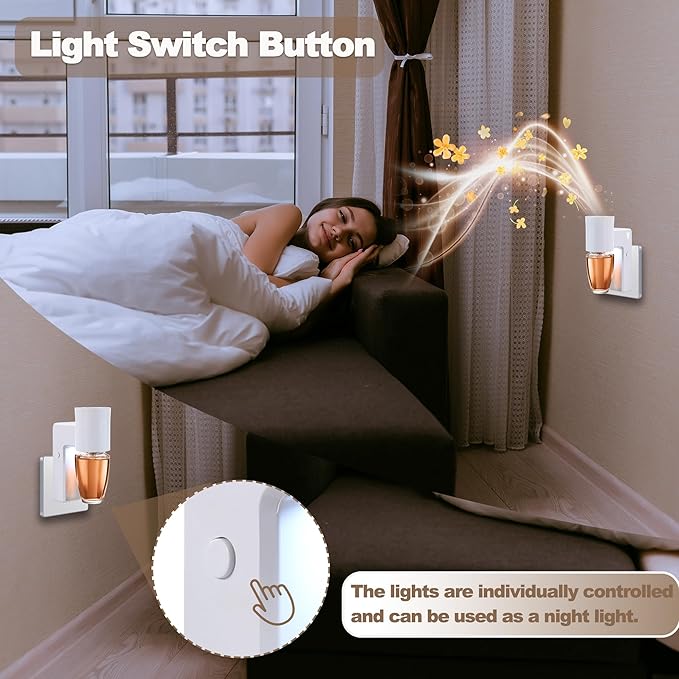 ROSSEX 4 Pcs Wall Fragrance Plug in with Night Light Compatible with Bath and Body Works Wallflowers, with 3-Speed Adjustable Fragrance Essential Oil Diffuser for Home, White
