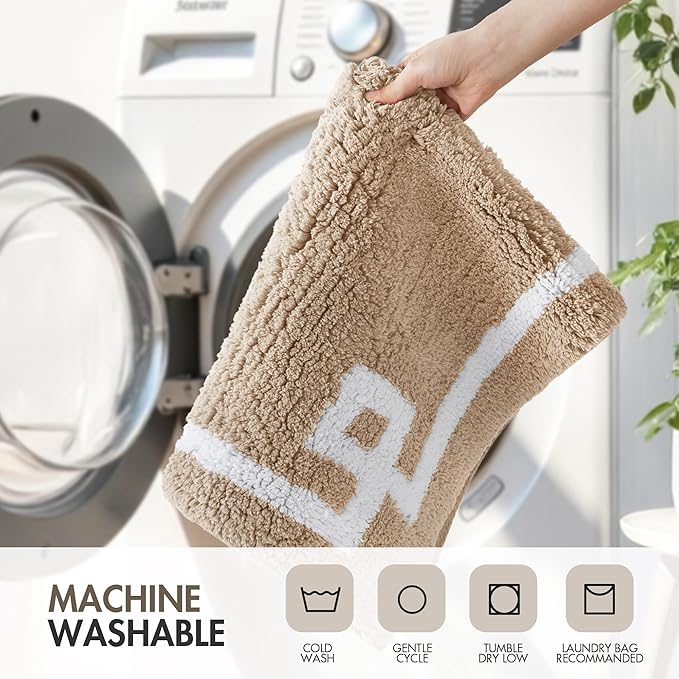 Madison Park Evan 100% Cotton Bathroom Rug Non Slip Backing-Luxrurious Tufted Plush Bath Mat Absorbent, Quick Dry, Spa Design Shower Room Décor, 24x40, Taupe