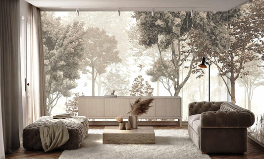 Vintage Forest Wallpaper Nature Wall Mural Wallpaper for Bedroom Living Room (Not Peel n' Stick)