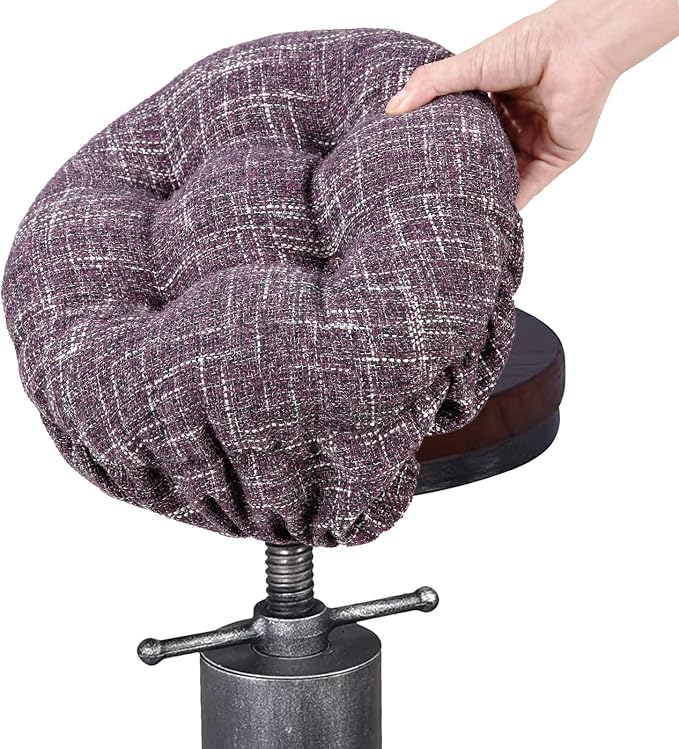 SINOSSO Modern Bar Stool Cushion Dia.12, Fashion Interweaving Design Anti-Skid Silicone Round Stool Seat Cushion Cover Padded (Purple, S,1)