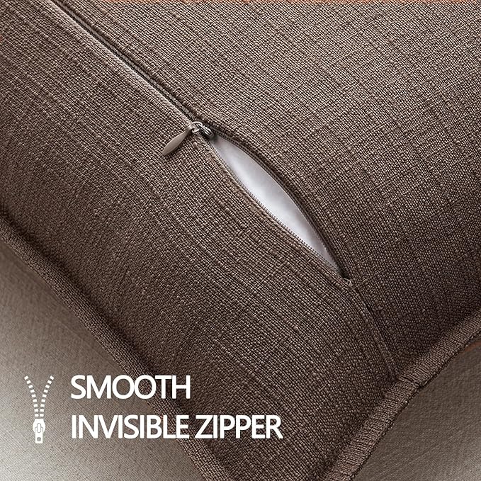 MIULEE Euro Sham Pillow Covers for Bed 26x26, 2 Pack Dark Brown Thick & Textured Decorative Throw Pillow Covers, Neutral Linen Cushion Cases, Modern Farmhouse Home Decor, No Filling