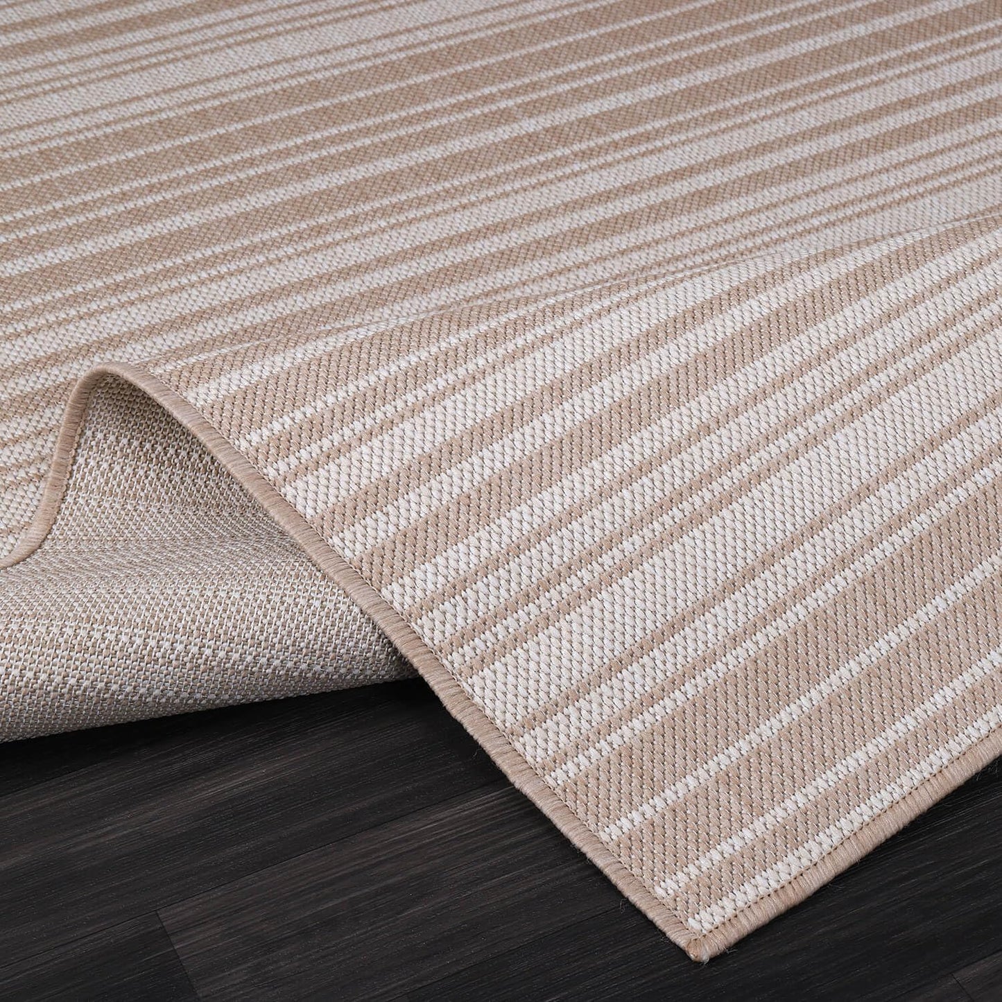 Stripe Outdoor Rug 5x7 Washable Outside Carpet for Indoor Patio Porch Waterproof Easy Cleaning Non Shedding Area Rugs Beige 5 x 7
