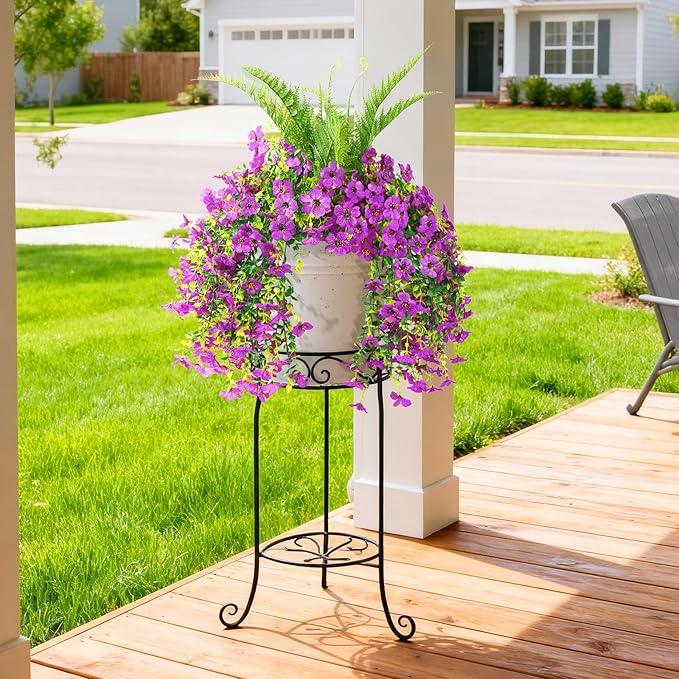ZFProcess Artificial Fake Hanging Flowers for Outdoors, Silk Daisy with Articial Boston Ferns Plants Set, Realistic Spring Fake Outdoor Flowers UV Resistant Porch Patio Yard Decor
