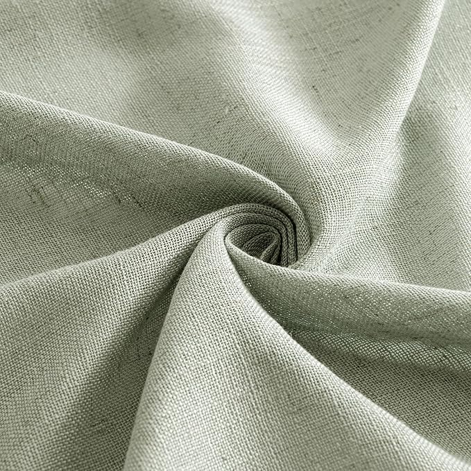 MIULEE Sage Linen Curtains 54 Inch Length 2 Panels for Bedroom Living Room,Green Soft Thick Linen Textured Short Window Drapes Semi Sheer Light Filtering Back Tab Rod Pocket Burlap Look Decor