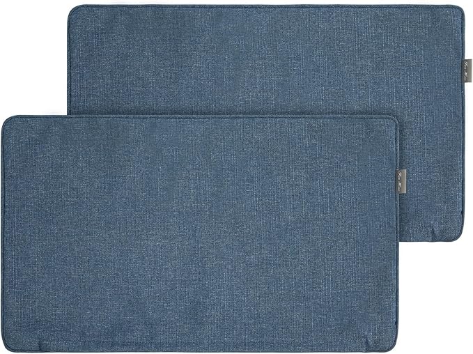 FUNHOME Waterproof Outdoor Lumbar Pillow Covers Set of 2,Home Decor for Garden Patio Furniture,Couch,Sofa 12"x20" Inch Decorative Pillows Cover Only,NO Insert(Denim Blue)