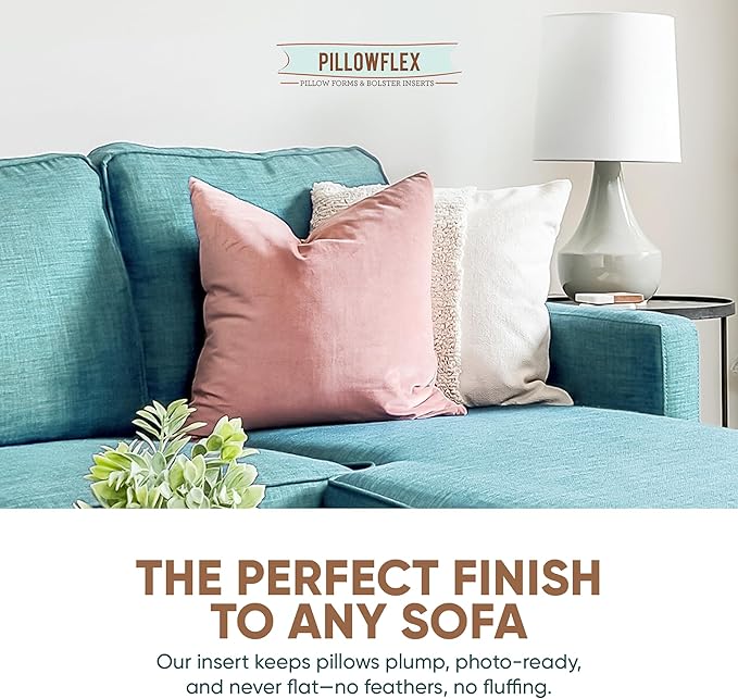 Pillowflex Synthetic Down Alternative Pillow Inserts for Shams - Comfy Pillows for Sleeping, Perfect Pillow & Best Sleeping Pillows, Handmade Down Alternative Throw Pillow Inserts - (20x20 Set of 2)