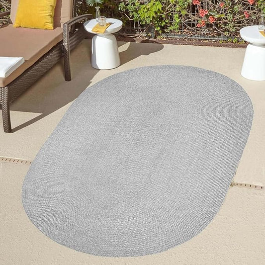 Superior Indoor/Outdoor Area Rug, Reversible Braided Floor Decor for Living Room, Kitchen, Patio, Front Porch, Modern Boho Farmhouse Rugs, Hardwood, Bedroom Accessories, 3' x 5', Slate