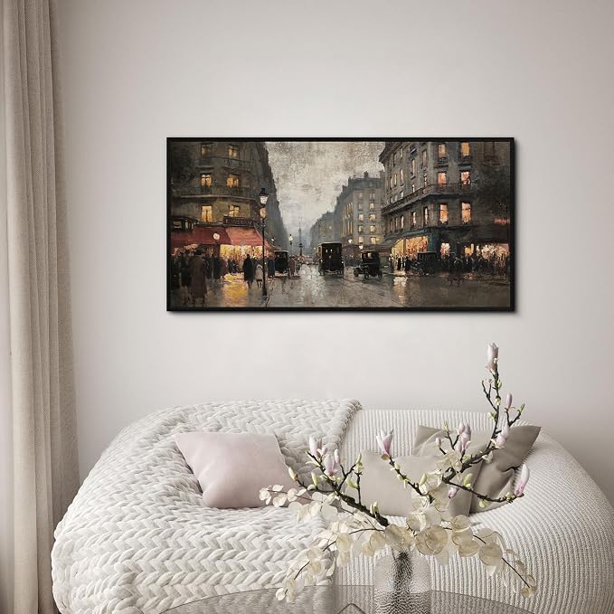 yiijeah Framed Artwork for Walls Extra Large Vintage Nature Earthy Wall Art City Canvas Paintings Decor for Living Room Bedroom Entryway 58x29 Inches