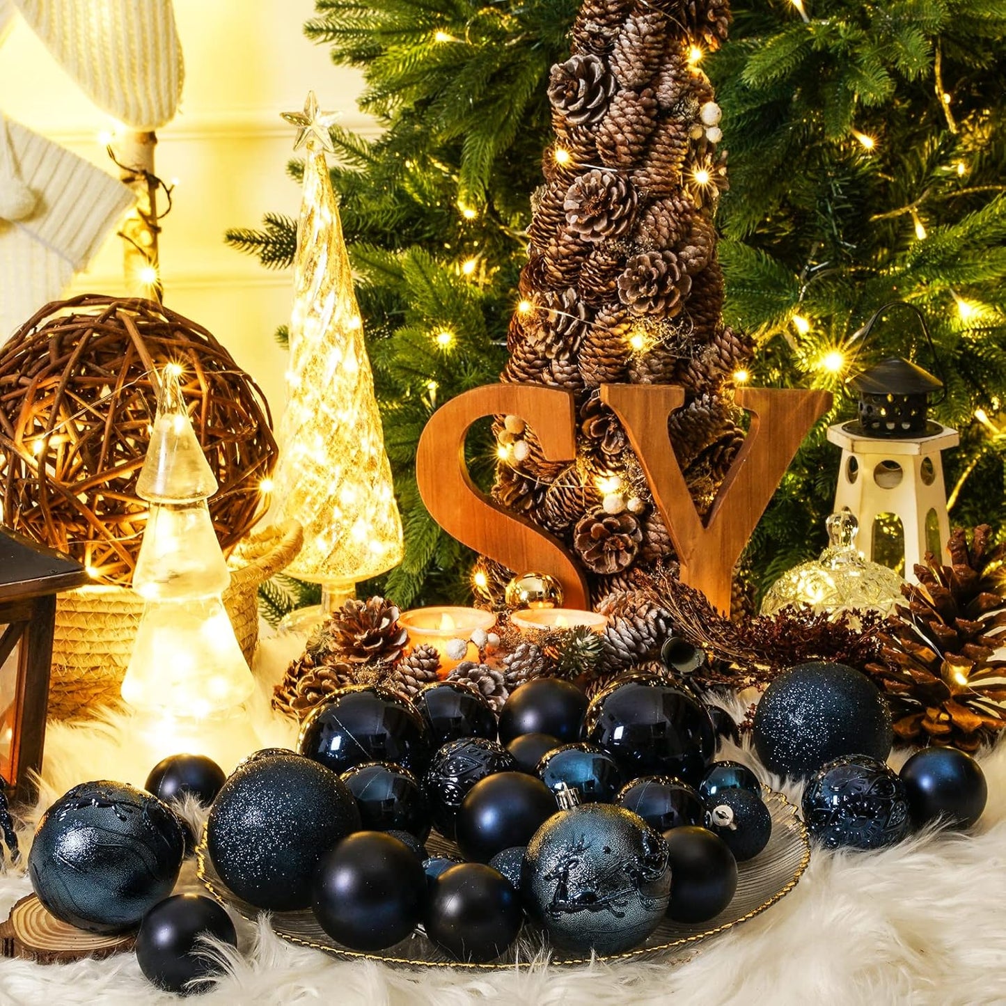 Christmas Ball Ornaments for Christmas Decorations - 41 Pieces Xmas Tree Blue Shatterproof Ball Ornaments with Hanging Loop for Holiday and Party Decoration