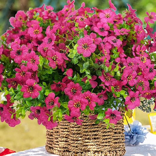 trytuny Artificial Flowers for Outdoor, UV Resistant Fake Silk Flowers, Realistic Faux Plants for Outside Indoor Porch Patio Window Box Planter Home Decor (20, Rosy)
