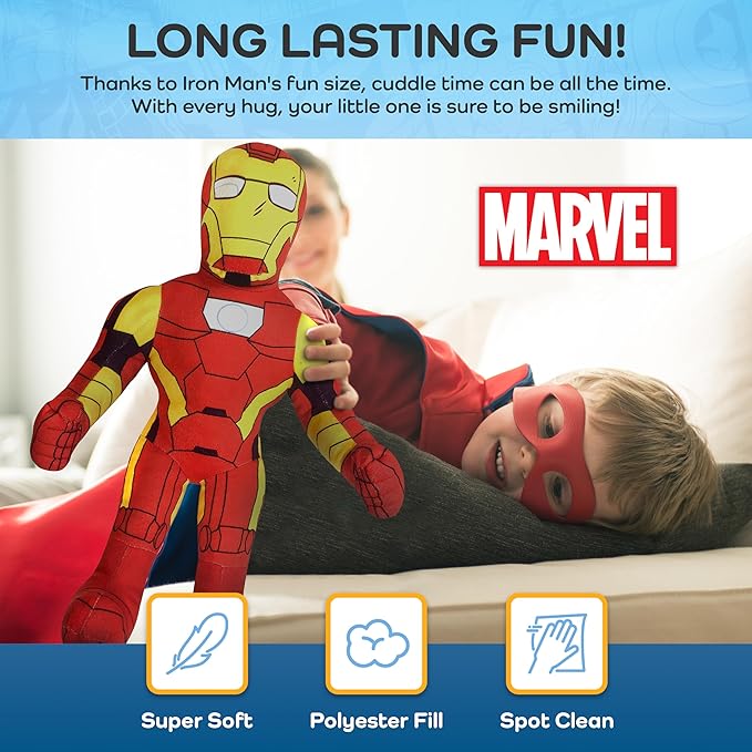 Marvel Super Hero Adventures Toddler Iron Man Plush Stuffed Pillow Buddy - Super Soft Polyester Microfiber, 20 inch (Official Marvel Product)