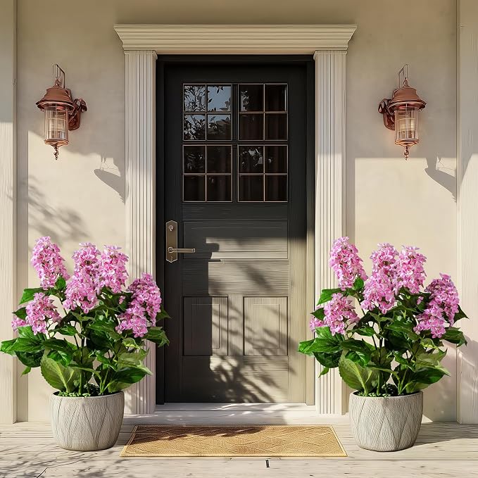 2 Pack Large Artificial Hydrangea Plants UV Resistant Fake Plastic plantas Flowers Trees Indoor Outdoor Realistic Floor Plants Faux Tree for Home Porch Garden Office Porch Patio Front Bonsai Decor