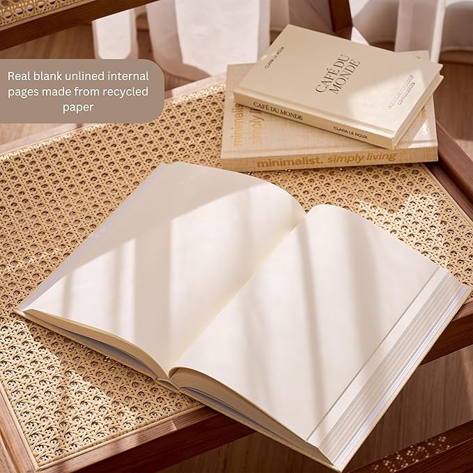 Moncur Home Faux Books for Decoration Coffee Table Books set of 3 Decorative Books Neutral Room Decor Aesthetic Shelf Decor Beige White Earth Tones Real Blank Pages Removable Covers Home Décor Accents
