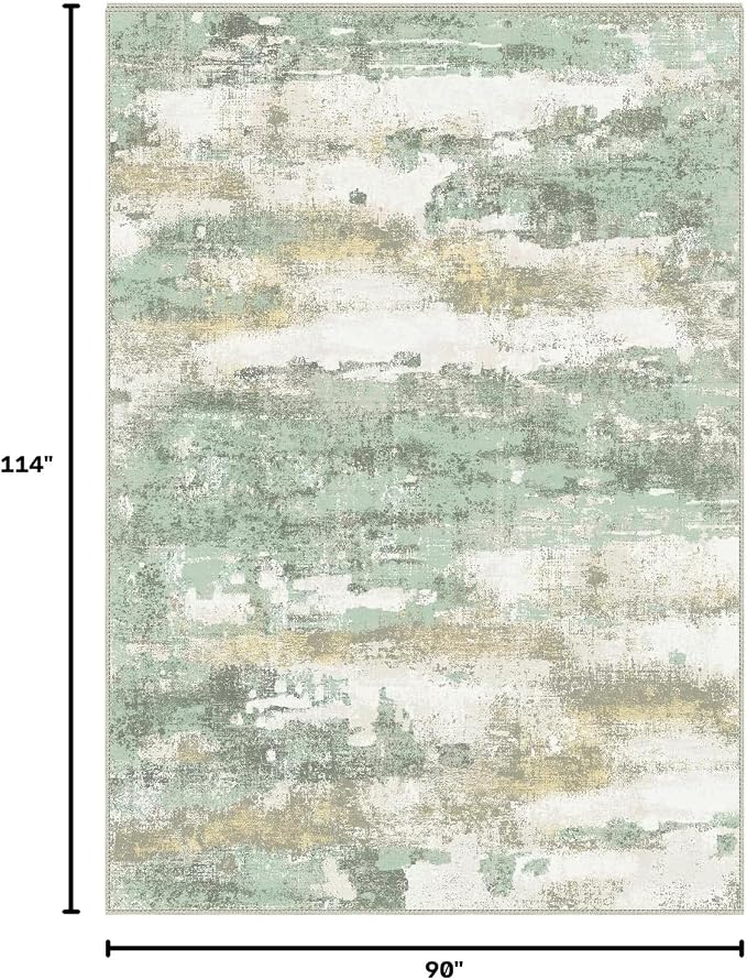BEIMO Area Rugs 7'6"x9'6" for Living Room Bedroom, Modern Abstract Machine Washable Large Light Green Rug Soft Rug, Low Pile Floor Carpet with Non Slip Backing for Dining Room