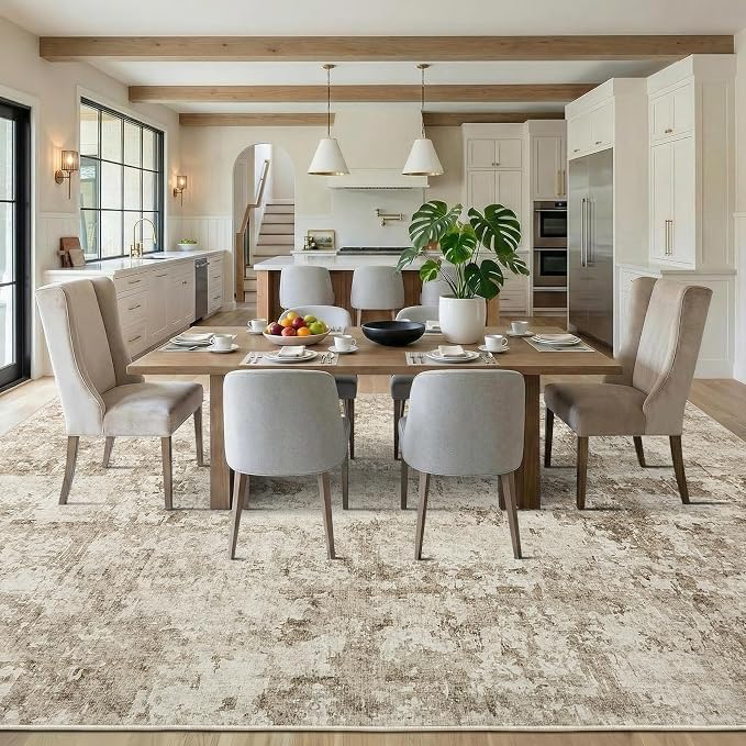 GarveeHome 6x9 Abstract Area Rug, Washable Soft Low Pile Non Slip Accent Rug for Living Room, Bedroom, Dining Room, Modern Neutral Indoor Carpet