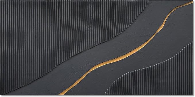 NANKAI Art Hand Painted Black and Gold Texture Minimalist Oil Painting 24x48 inch Home wall Deco Art Painting