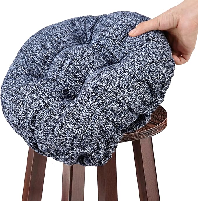 SINOSSO Modern Bar Stool Cushion Dia.14, Fashion Interweaving Design Anti-Skid Silicone Round Stool Seat Cushion Cover Padded (Blue, L,1)