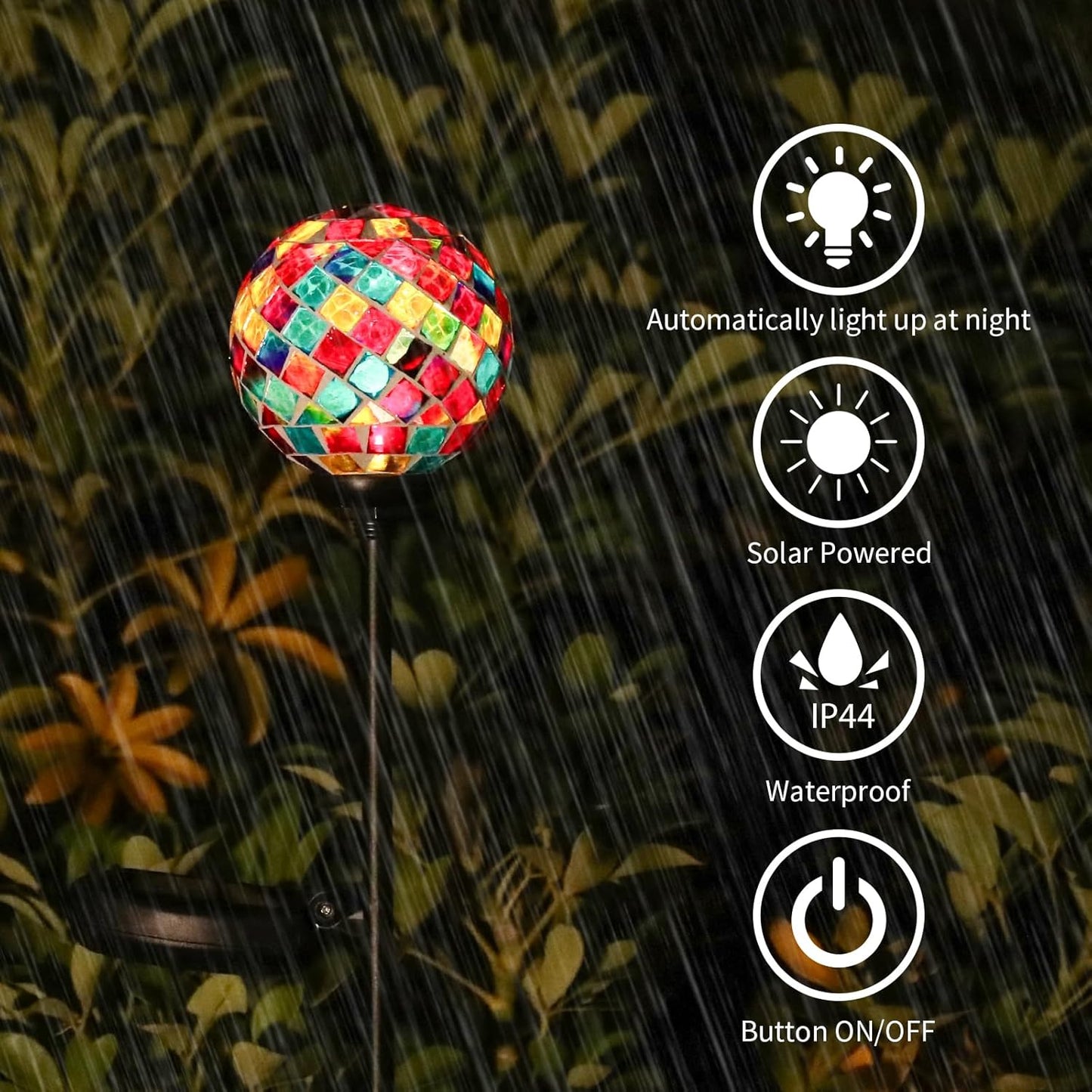 VCUTEKA Solar Garden Lights - Mosaic Solar Lights Outdoor Decor Pathway Light Waterpoof LED Stake Light for Landscape Lawn Patio