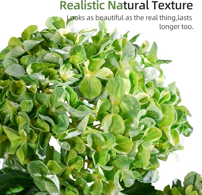 2 Pack Fake Flowers Trees UV Resistant Artificial Hydrangea Plants Indoor Outdoor Realistic Floor Plants Large Faux Plastic plantas in Pot for Home Porch Garden Office Porch Patio Front Bonsai Decor