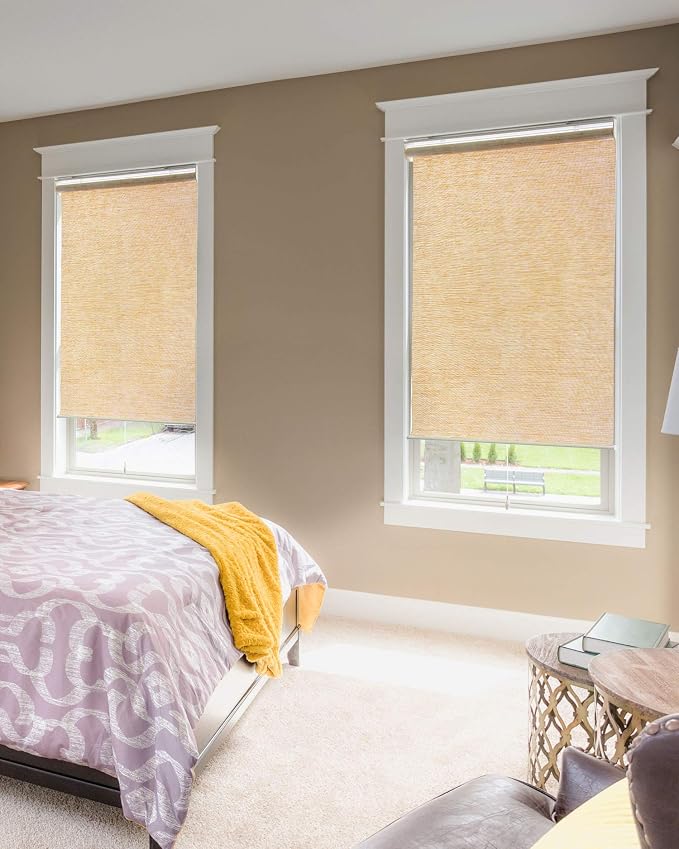 CHICOLOGY Roller Shades , Cordless Blinds , Window Shades for Home , Roller Window Shades , Window Treatments , Door Blinds , Light Filtering Shades , Felton Cream (Natural Woven) , 23"W X 72"H