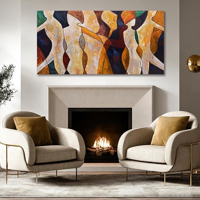 Hue7Art Abstract Canvas Wall Art Modern Colorful Abstract Painting Contemporary Figurative Artwork for Living Room Bedroom Office Apartment Wall Decor 24x48 Inch