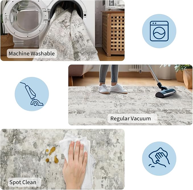 GarveeHome Large Area Rugs 10x14 for Living Room, Neutral Abstract Washable Rug Modern Non Slip Floor Mat Carpet Indoor Beige Accent Rug for Bedroom Dining Room Playroom Nursery Home Decor