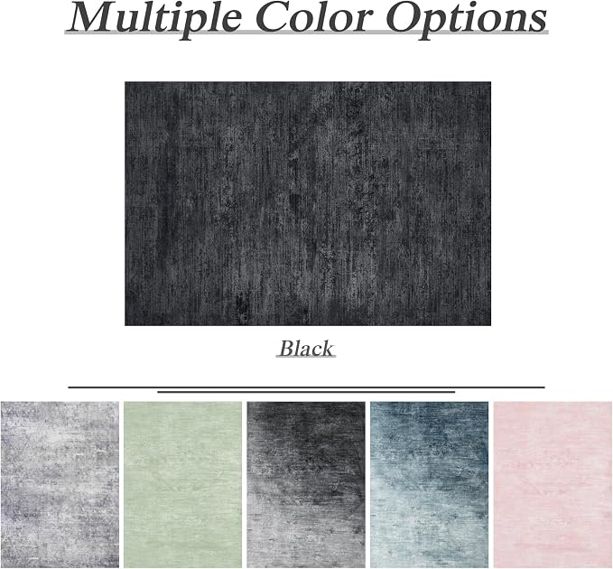 2x3 Washable Mat,Small EntryWay Rugs,Stainproof Non-Slip for Indoor Entranc | Low pile,Stain-resistant & Non-slip backing, Solid Vintage Style for indoor,entryway,kitchen,bathroom(2x3,Black)