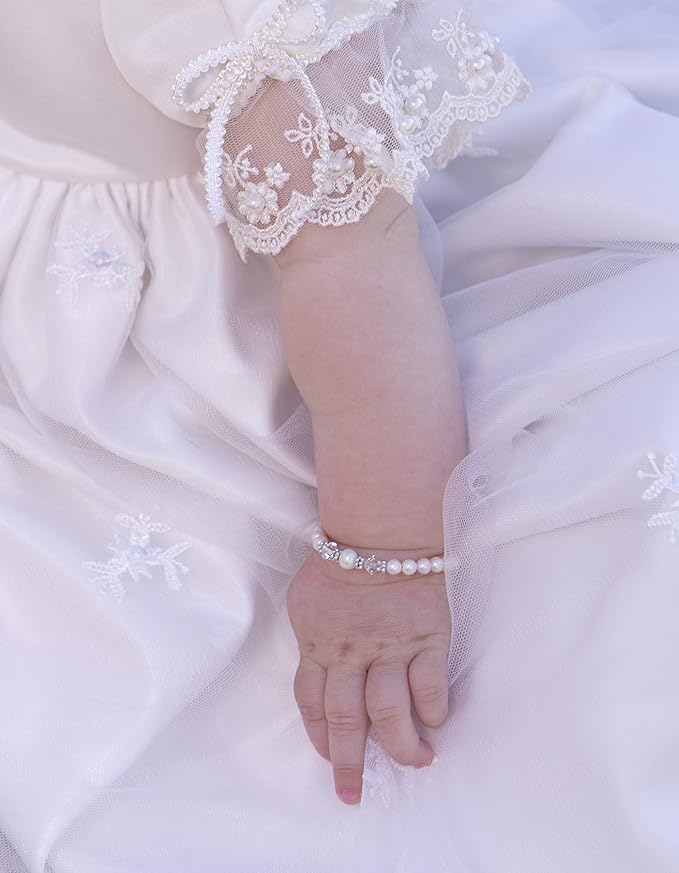 Cherished Moments Personalized Cherished Babe to Bride Keepsake Bracelet with Engraved Heart in 925 Sterling Silver and Cultured Pearls for Baby Girl