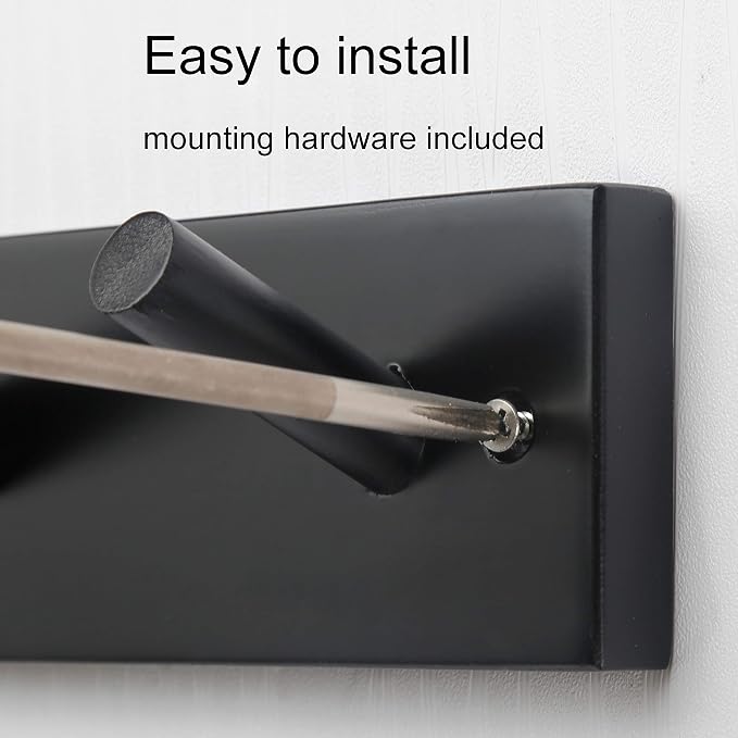 WEBI Coat Rack Wall Mounted,16" Hole to Hole,Coat Hanger Wall Mount with 5 Hooks for Hanging Coats,Hook Rack Peg Rail for Hats,Jacket,Clothes,Towels,Black,2 Packs