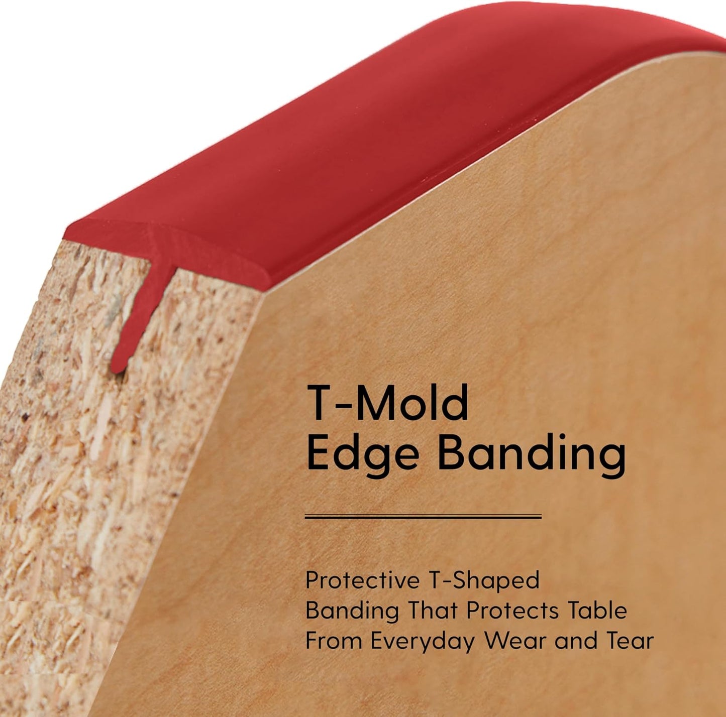 Factory Direct Partners FDP Rectangle Activity School and Classroom Kids Table (24 x 72 inch), Chunky Toddler Legs, Adjustable Table Height 15-24 inches - Maple Top and Red Edge