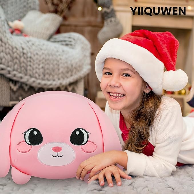 Pink Bunny Plush, Rabbit Mommy Stuffed Animal Set with 4 Baby Bunnies, Soft Stuffed Toy Pillow, Cute Birthday for Kids Boys Girls