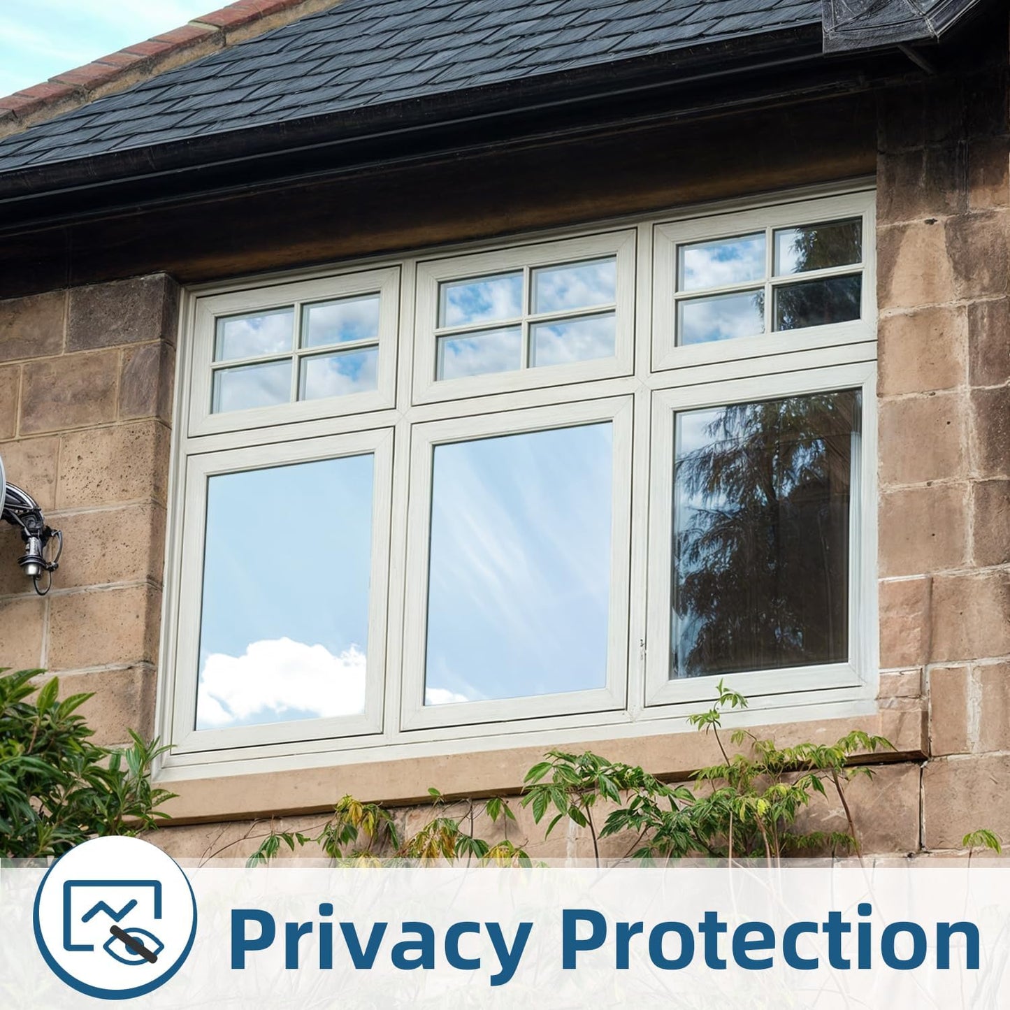 DUOFIRE One Way Window Film Privacy See Out Not in Heat Blocker Window Tint Reflective Mirror Windows Tinting Film for Home Static Cling Anti-UV Sun Blocking Windows Covering（Silver, 23.6x78.7in）