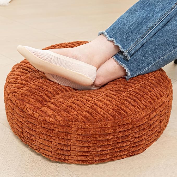 Asuprui Round Floor Pillow Soft Floor Cushion for Sitting Fur Meditation Pillow Premium Yoga Pillow for Living Room Bedroom Balcony Outdoor (Orange)