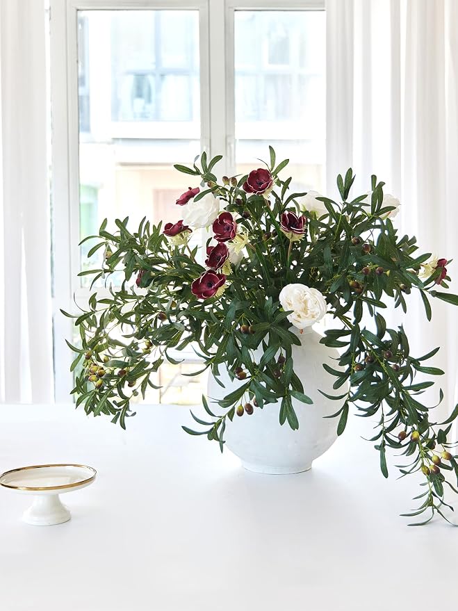 MISSPIN Artificial Flowers with Greenery Stems Faux Plants Indoor Branches for Tall Vase Ultra-Realistic, 12 Pcs Wedding Centerpieces, Home Decor & DIY Bouquets