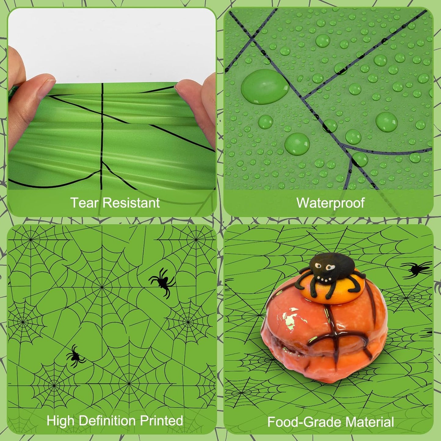 2 Pcs Halloween Tablecloth - Plastic Halloweens Spider Webs Table Cloth, Green Disposable Rectangle Spiderweb Table Cover for Halloween Party Decorations Supplies Favors Tables Decor, 108 x 54 Inch