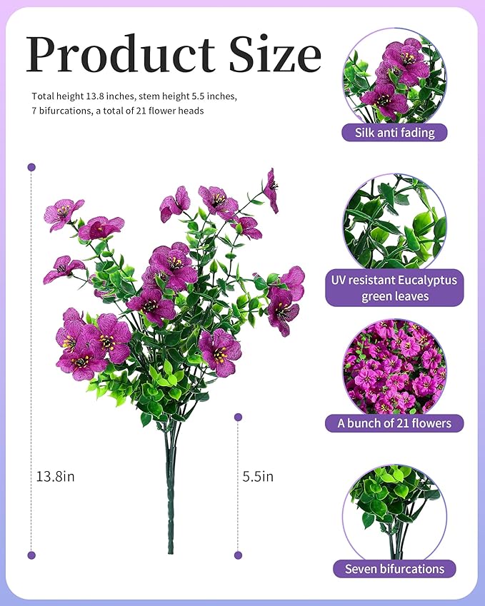 Artificial Flowers for Outdoor Decor, 16 Pack UV-Resistant Fake Purple Silk Daisy Flowers, Perfect for Spring & Summer Decorating – Front Porch, Patio, Window Boxes, and Potted Plants