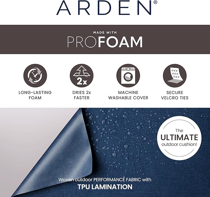 Arden 19 x 19 Luxury Foam Outdoor Double Welted Dining Seat Cushion, Made with PROFOAM, Performance Fabric, Rain-Proof, Fade Resistant, Chili Pepper Red Woven Solid