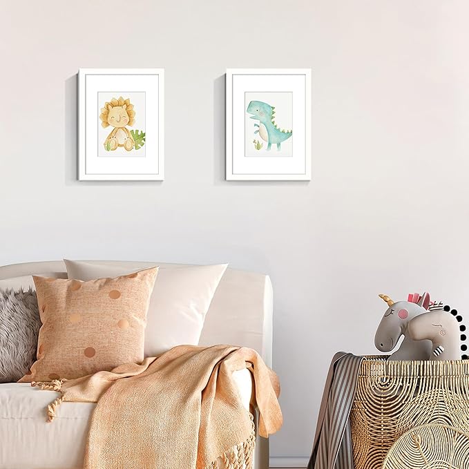 upsimples 9x12 Picture Frame, Display Pictures 6x8 with Mat or 9x12 Without, Wall Hanging Photo Frames, White, 1 Pack